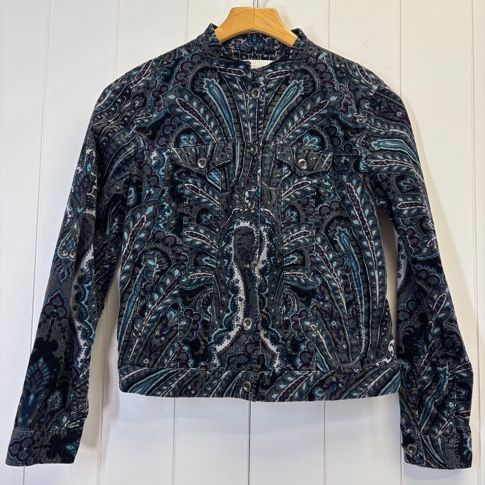 Charter Club Boho Eclectic Corduroy Jacket Women Size SP Artsy Dopamine Chic